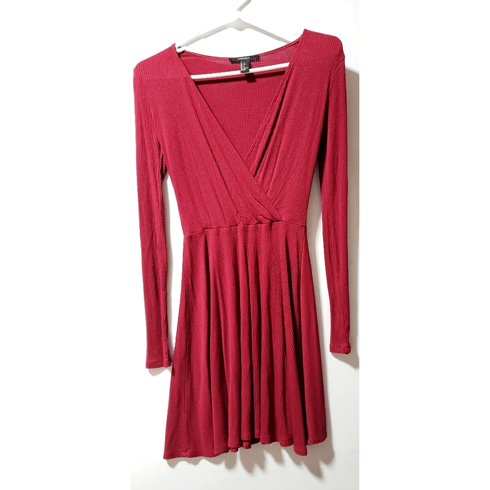 Forever 21 | Burgundy Fit and Flare Wrap Dress